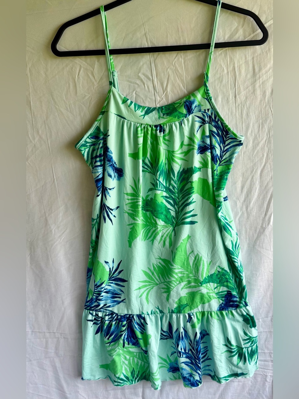 Joules Green and Blue Tropical Print Cami Dress